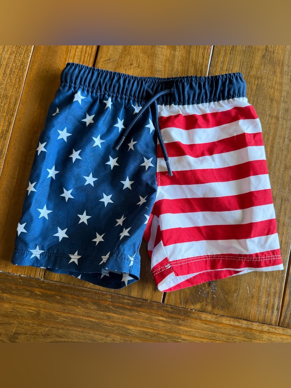Old Navy Boys American Flag Print Swim Trunks - Red, White & Blue